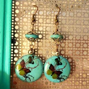 Turquoise butterfly dangle earrings